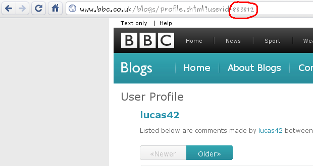 Your userid forms part of your profile's URL.
